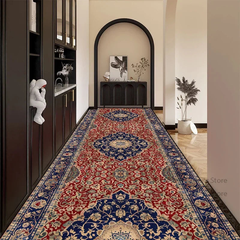 Bohemian Red Long Corridor Carpet Luxury Persia Decoration Hallway Rug Non-slip Easy Cleaning Floor Mat Stairway Runners Carpets