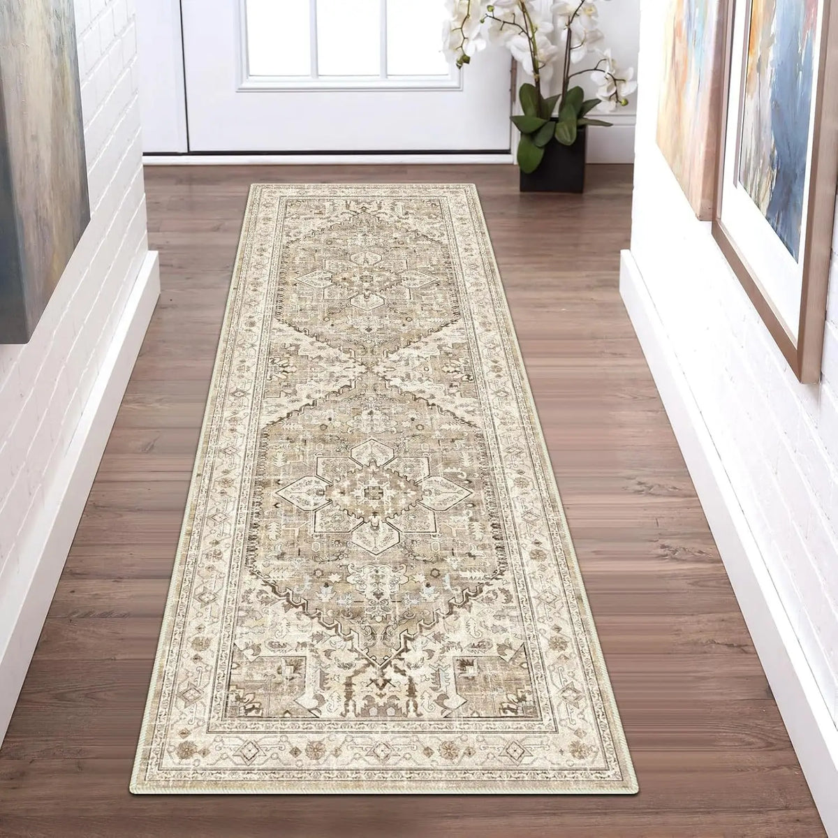 Persian Style Living Room Hall Carpet Long Hallway Corridor Rugs Non-slip Stairs Decor Runner Rug Kitchen Mat Size Customized