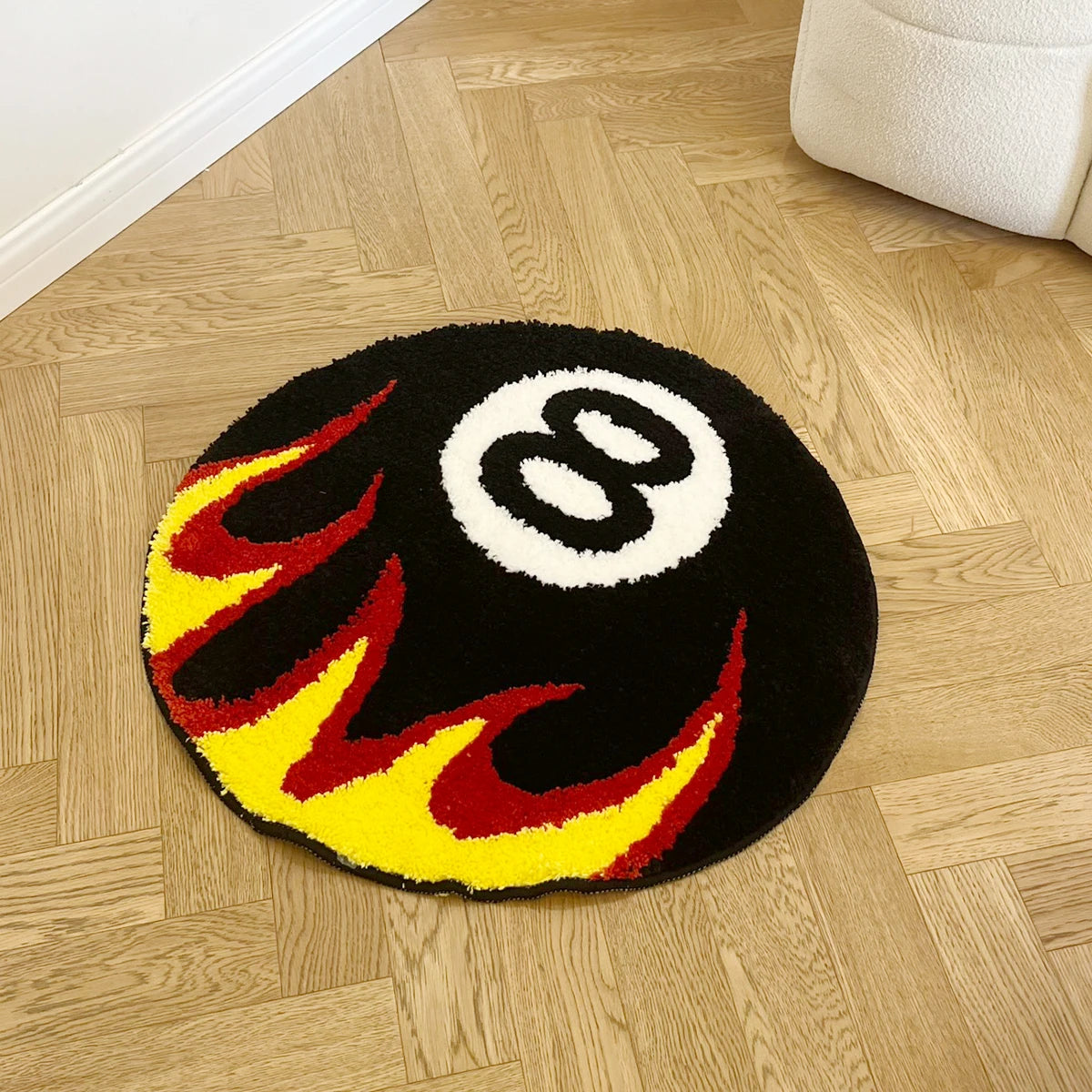 Fire Billiards No.8 Tufted Rug Bedroom Rug Bathroom Mat Soft Cartoon Funny Pad Living Room Carpet Anti-slip Hallway Home Nursery
