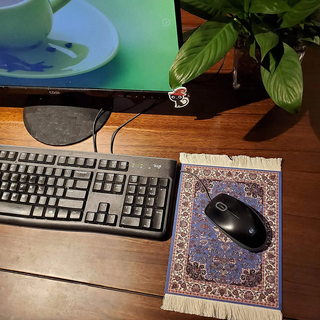 Hot Persian Mini Woven Rug Mat Mousepad Carpet Pattern Cup Mouse Pad with Fring Retro Style Home Office Table Decor Craft