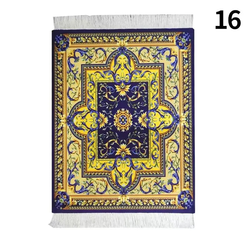 Hot Persian Mini Woven Rug Mat Mousepad Carpet Pattern Cup Mouse Pad with Fring Retro Style Home Office Table Decor Craft