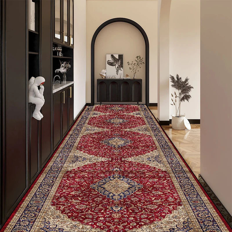 Bohemian Red Long Corridor Carpet Luxury Persia Decoration Hallway Rug Non-slip Easy Cleaning Floor Mat Stairway Runners Carpets