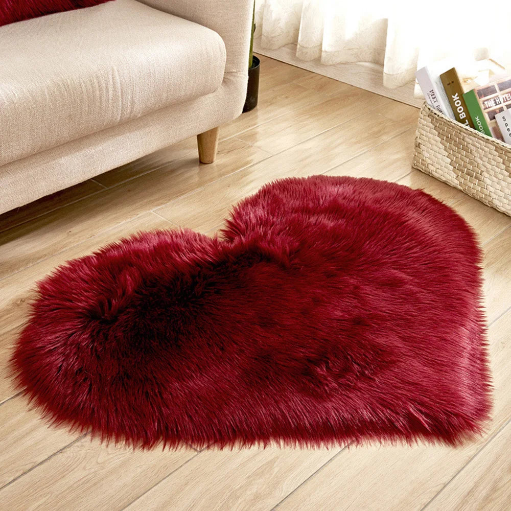 Heart-Shaped Plush Accent Rug