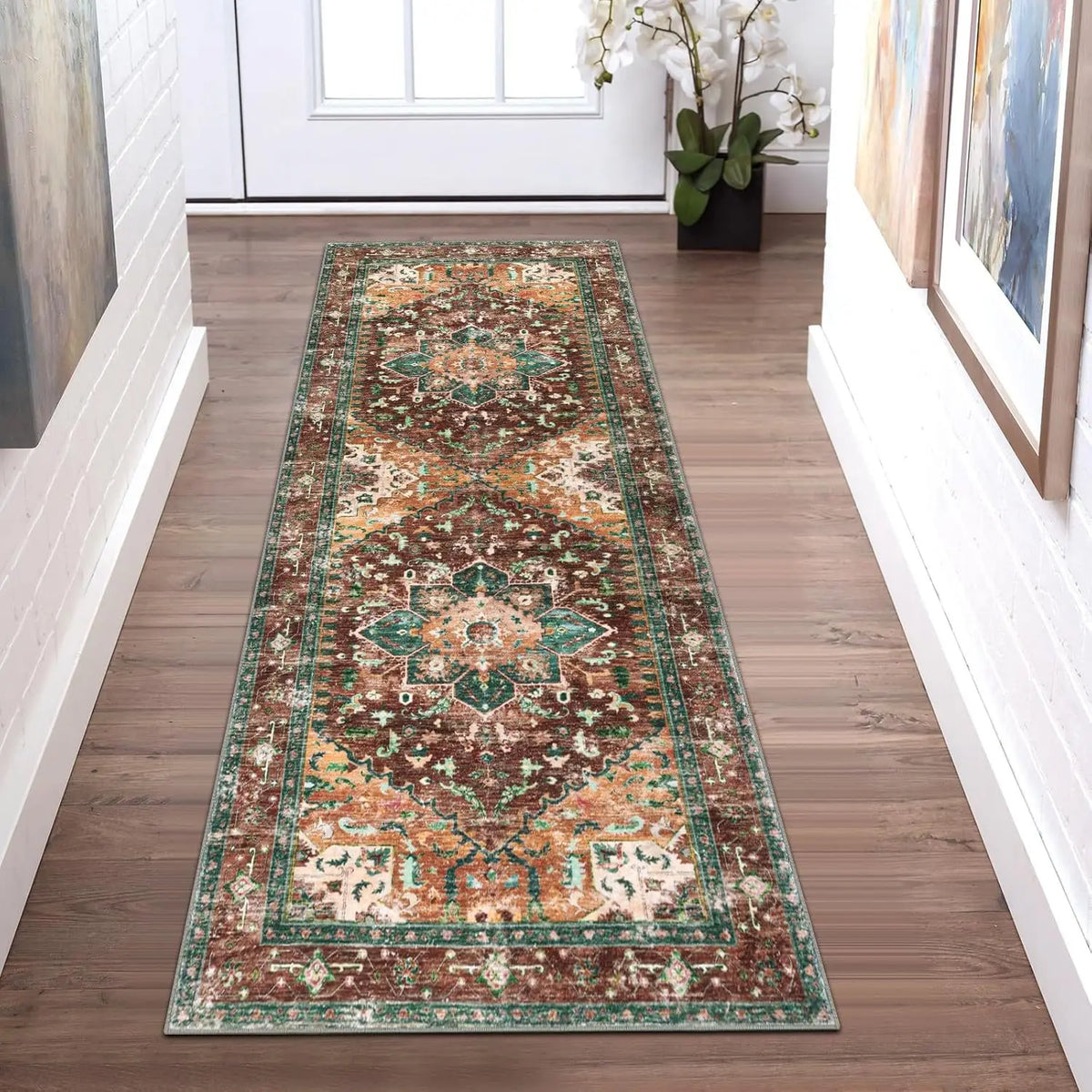 Persian Style Living Room Hall Carpet Long Hallway Corridor Rugs Non-slip Stairs Decor Runner Rug Kitchen Mat Size Customized