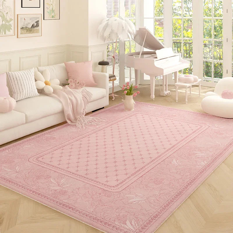 Pink Floral Plush Rug
