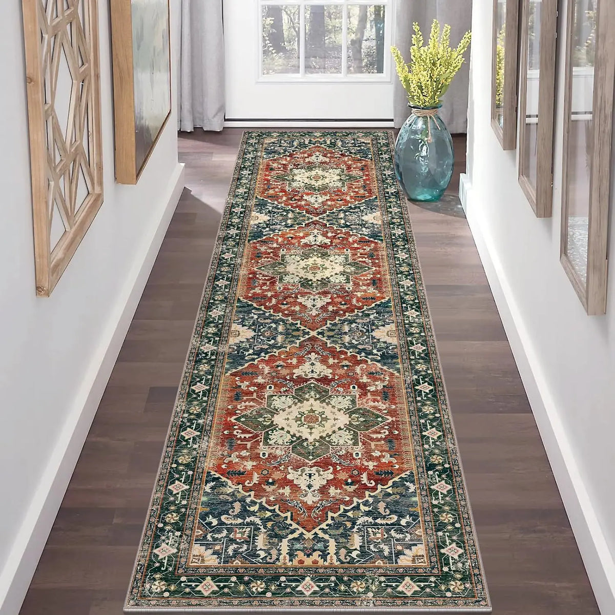 Persian Style Living Room Hall Carpet Long Hallway Corridor Rugs Non-slip Stairs Decor Runner Rug Kitchen Mat Size Customized