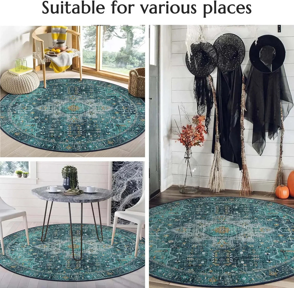 Black & Gold Moroccan Round Rug