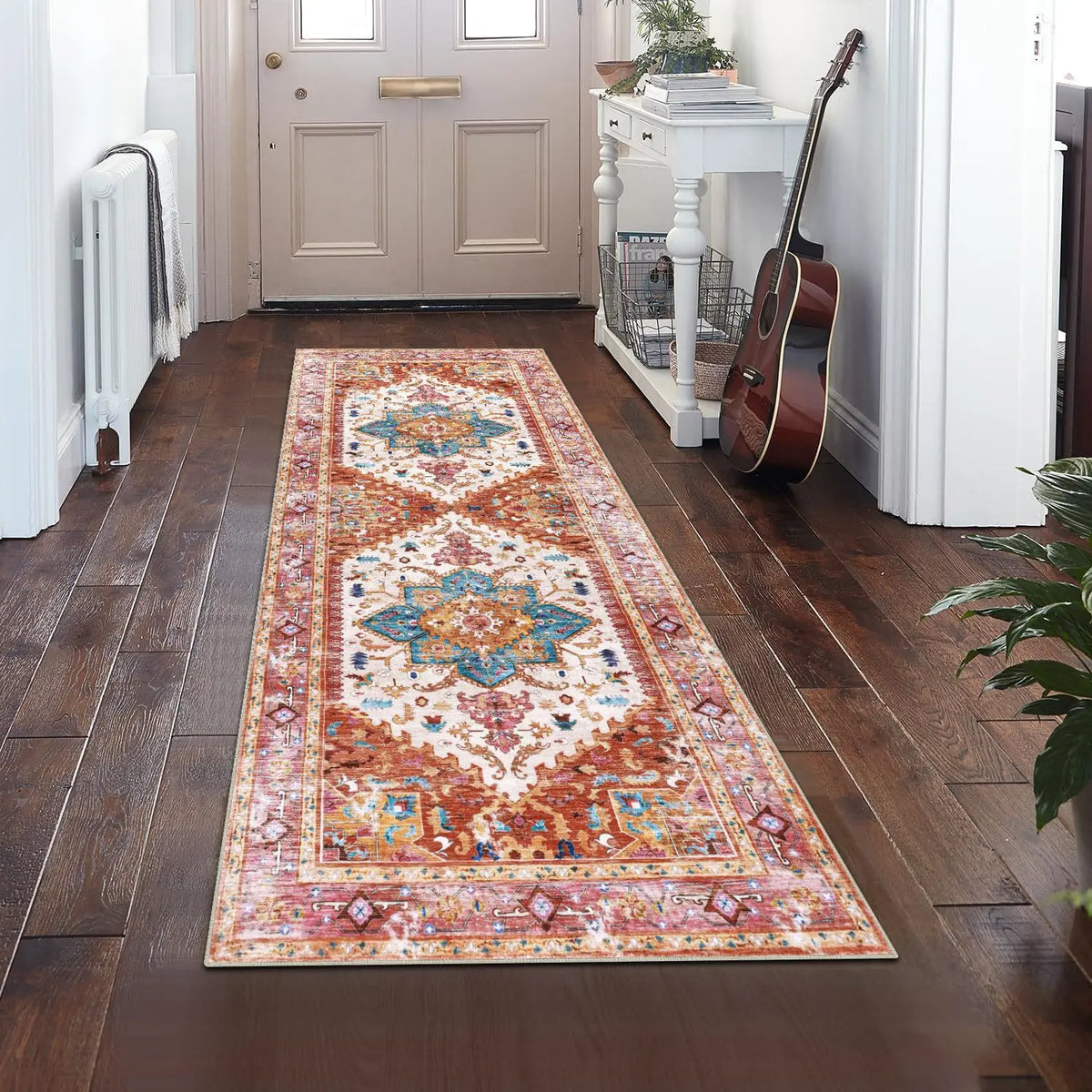 Persian Style Living Room Hall Carpet Long Hallway Corridor Rugs Non-slip Stairs Decor Runner Rug Kitchen Mat Size Customized