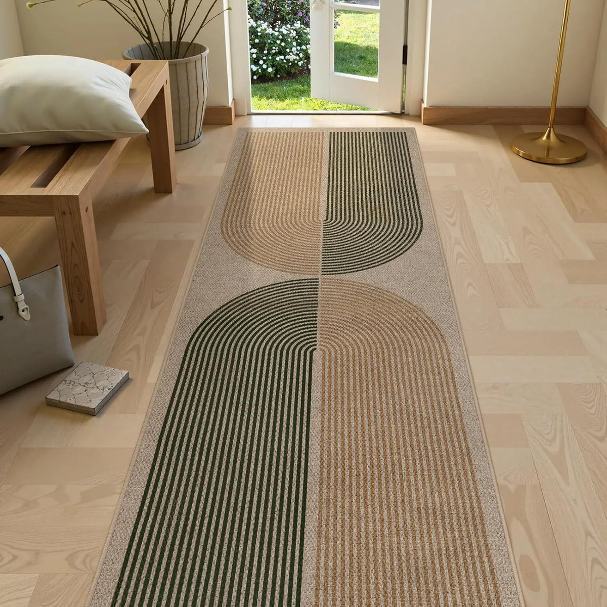 Minimalist Ripple Pattern Runner Rug