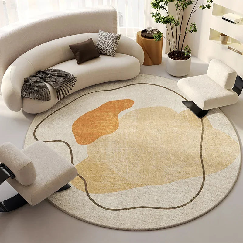 Round Beige Minimalist Rug
