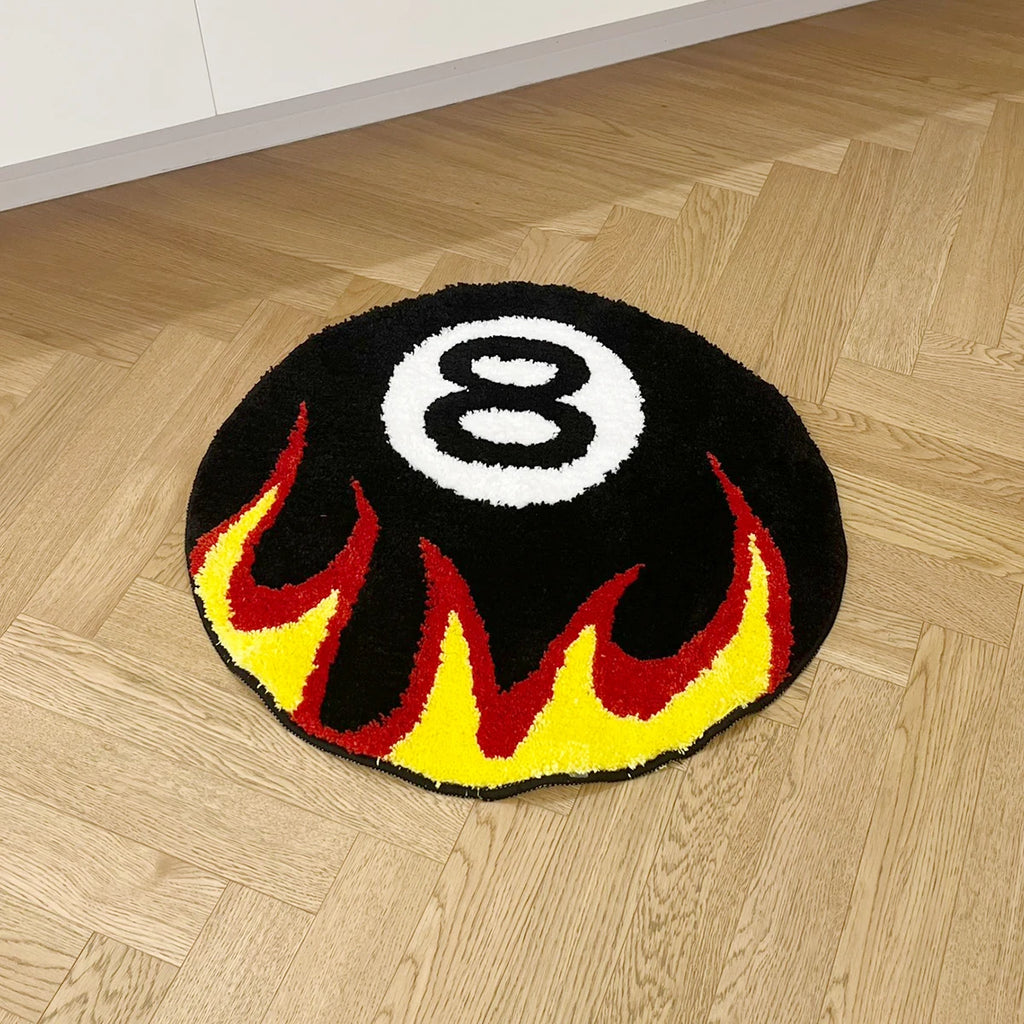 Fire Billiards No.8 Tufted Rug Bedroom Rug Bathroom Mat Soft Cartoon Funny Pad Living Room Carpet Anti-slip Hallway Home Nursery
