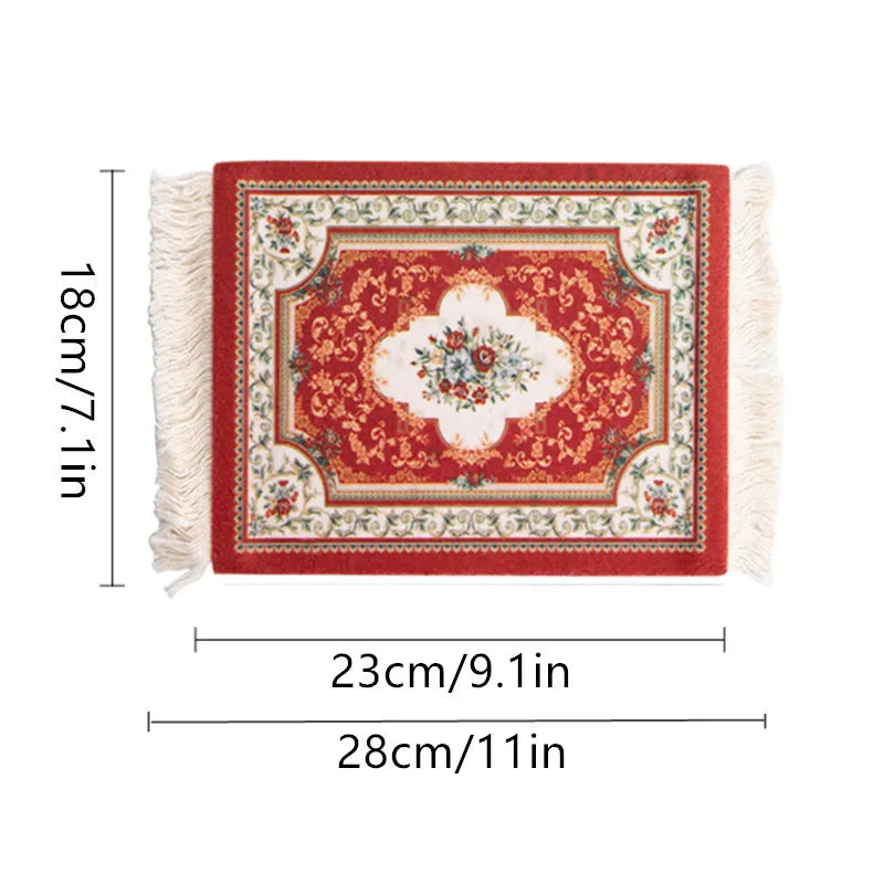 Hot Persian Mini Woven Rug Mat Mousepad Carpet Pattern Cup Mouse Pad with Fring Retro Style Home Office Table Decor Craft