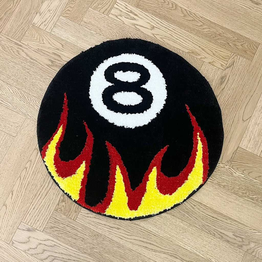 Fire Billiards No.8 Tufted Rug Bedroom Rug Bathroom Mat Soft Cartoon Funny Pad Living Room Carpet Anti-slip Hallway Home Nursery