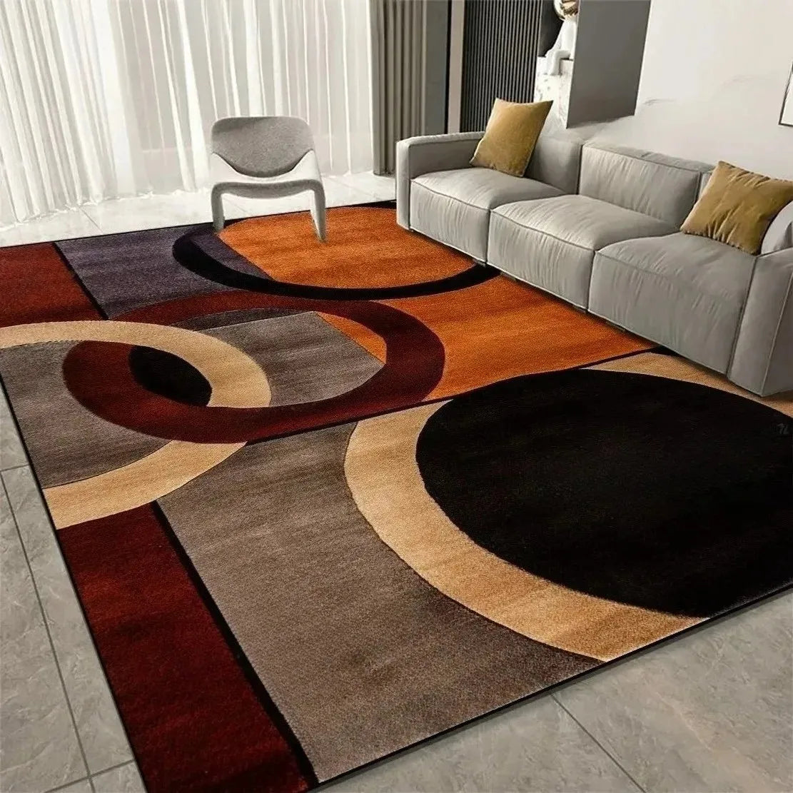 VIKAMA Orange & Beige Abstract Rug