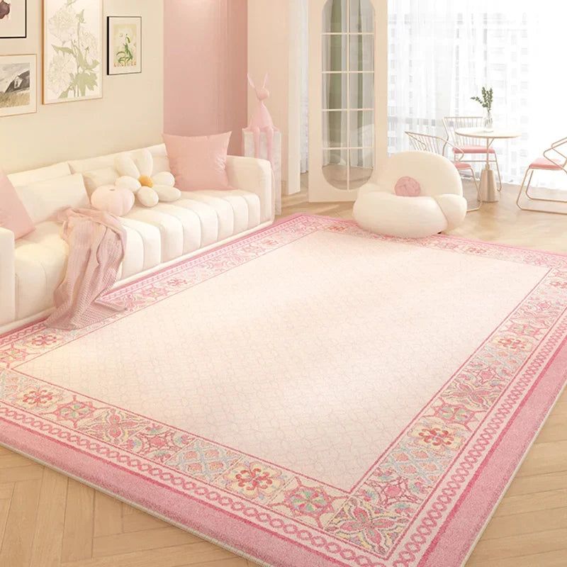Pink Floral Plush Rug