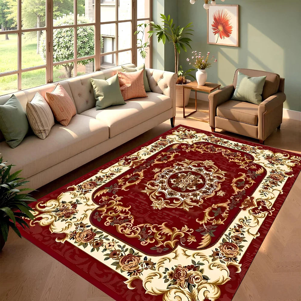 Persian Palace Pattern Area Rug Living Room Carpet Luxury Floral Design Soft Durable Home Decor Retro Luxury Multiple Styles