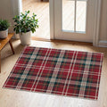 Red Green Tartan Plaid Carpet Warm Retro Floor Mat for Living Room Bedroom Farmhouse Rustic Decor Easy Clean Durable Indoor Rug