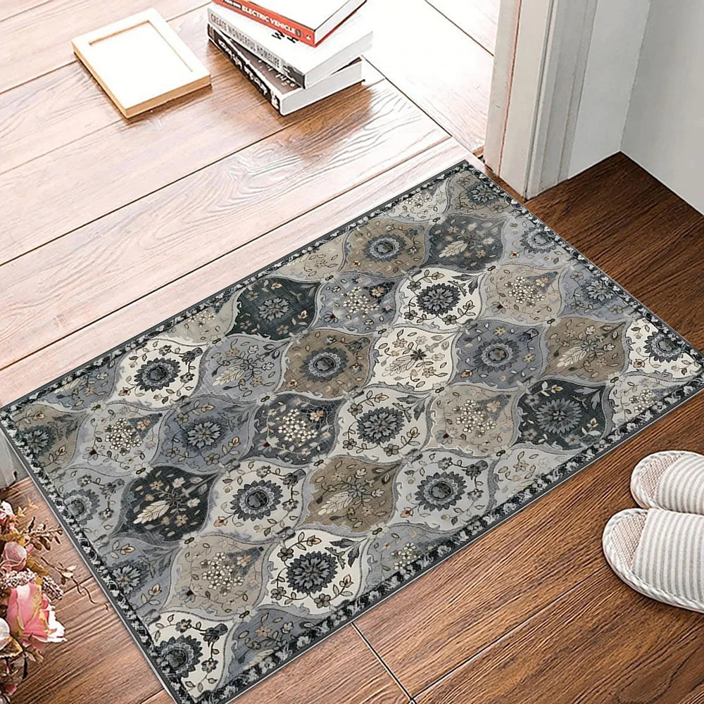 VIKAMA Vintage Persian Style Living Room Carpet Machine Washable Washable Floor Mat Light and Comfortable Bedroom Bedside Rugs