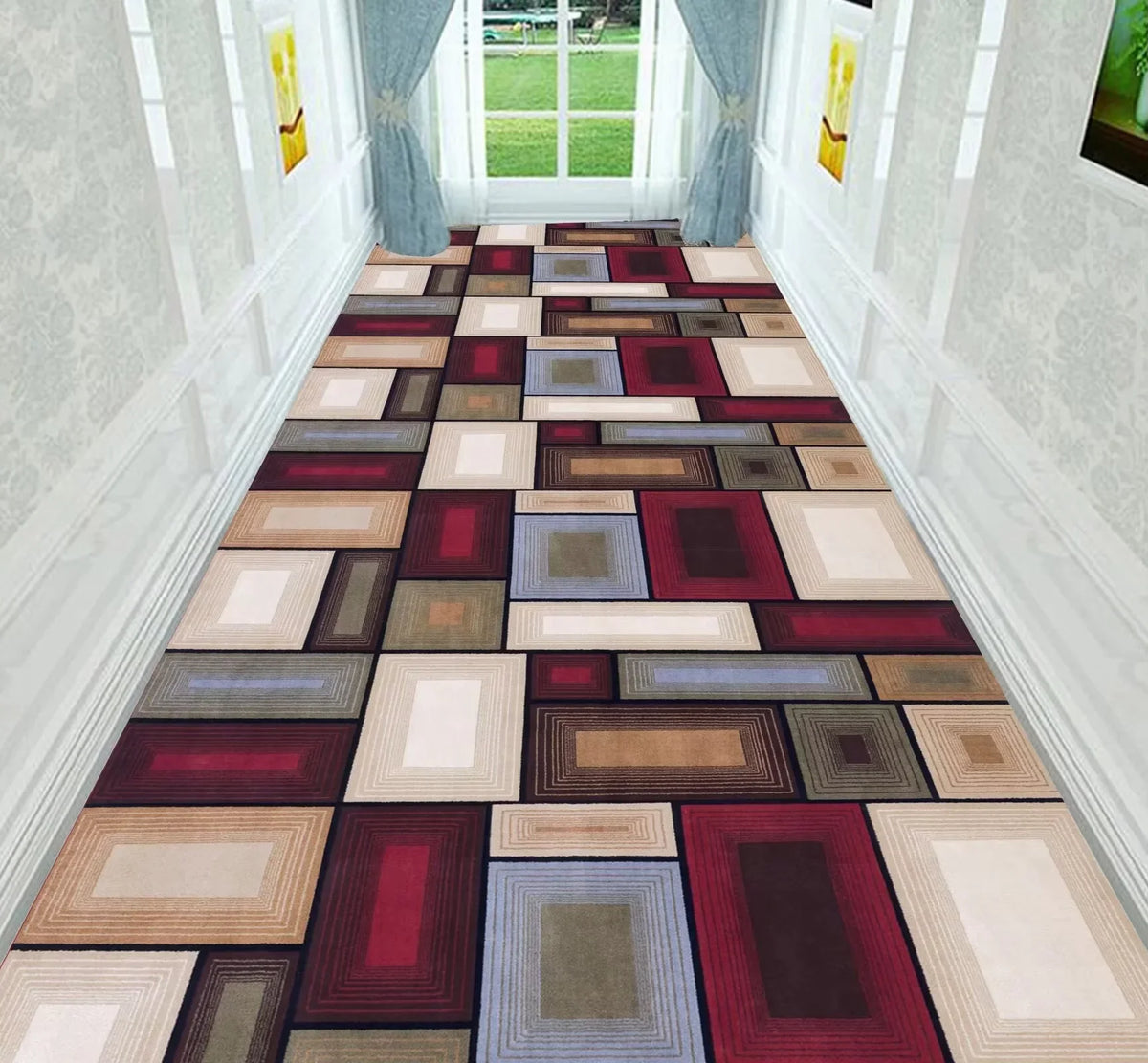 Modern Geometric Hallway Rug