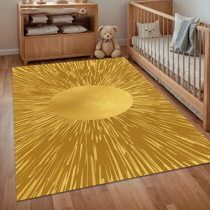 Gold Sunburst Persian Medallion Rug