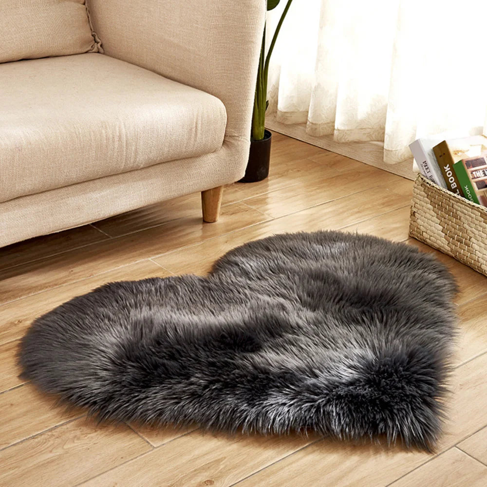 Heart-Shaped Plush Accent Rug