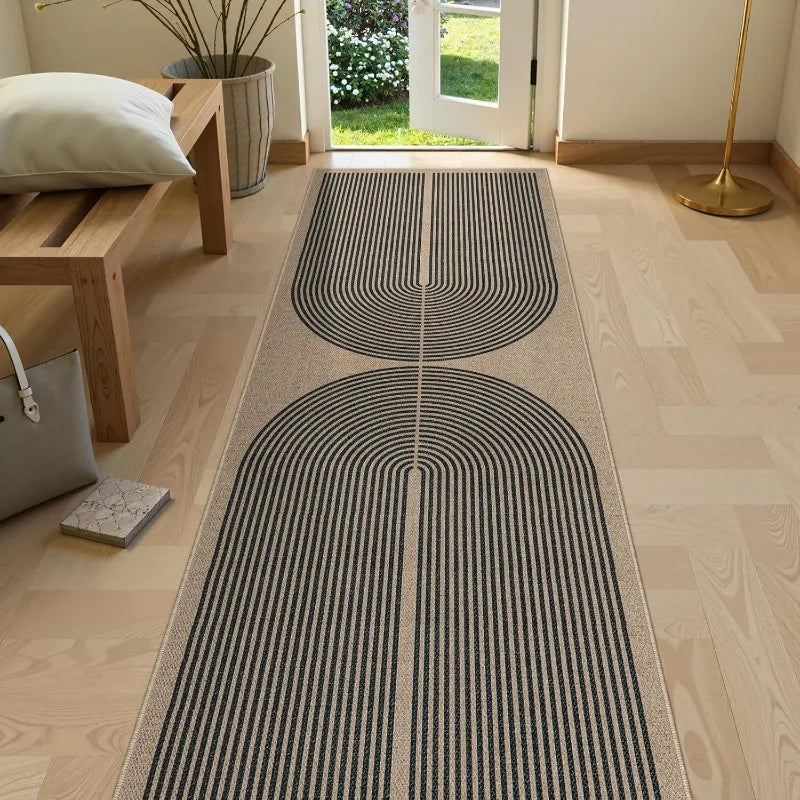 Minimalist Ripple Pattern Runner Rug
