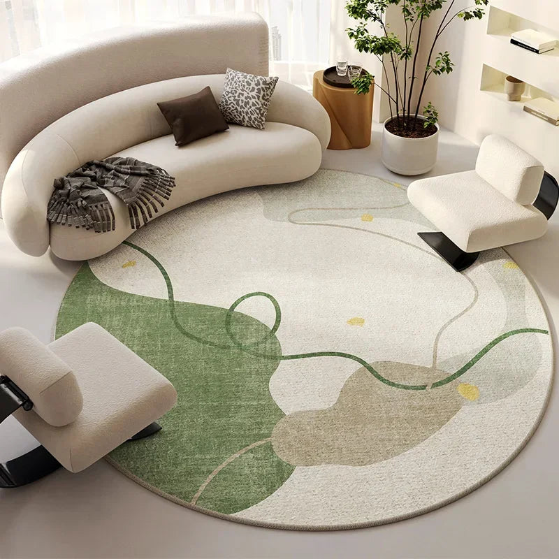 Round Beige Minimalist Rug