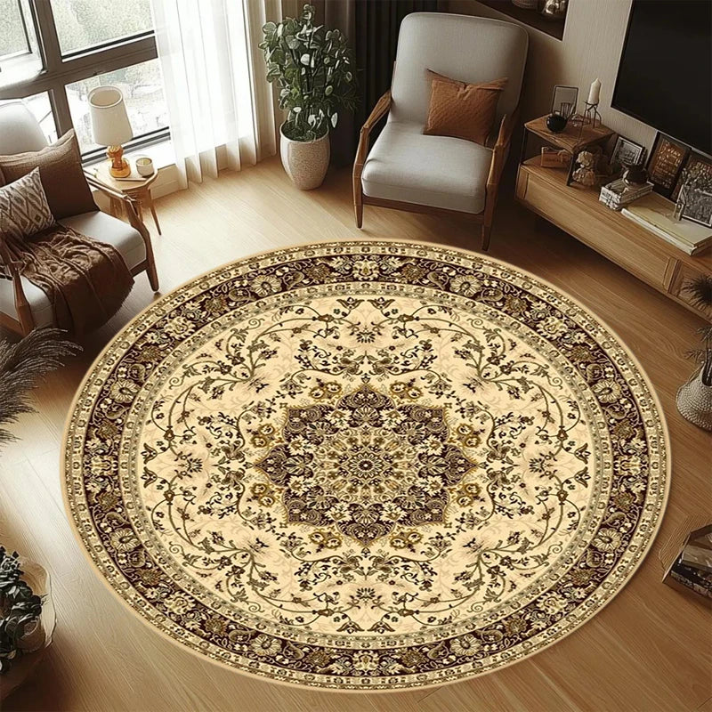 Persian Pattern Wine Red Living Room Rug Carpet Mat Home Decoration Non Slip Floor Vintage Style Area Rug Luxury Gold
