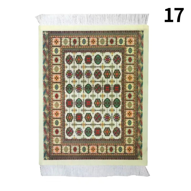 Hot Persian Mini Woven Rug Mat Mousepad Carpet Pattern Cup Mouse Pad with Fring Retro Style Home Office Table Decor Craft