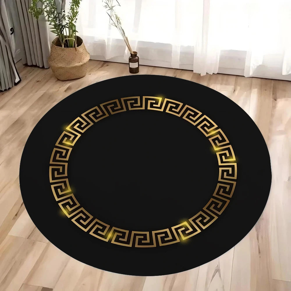 Black & Gold Moroccan Round Rug