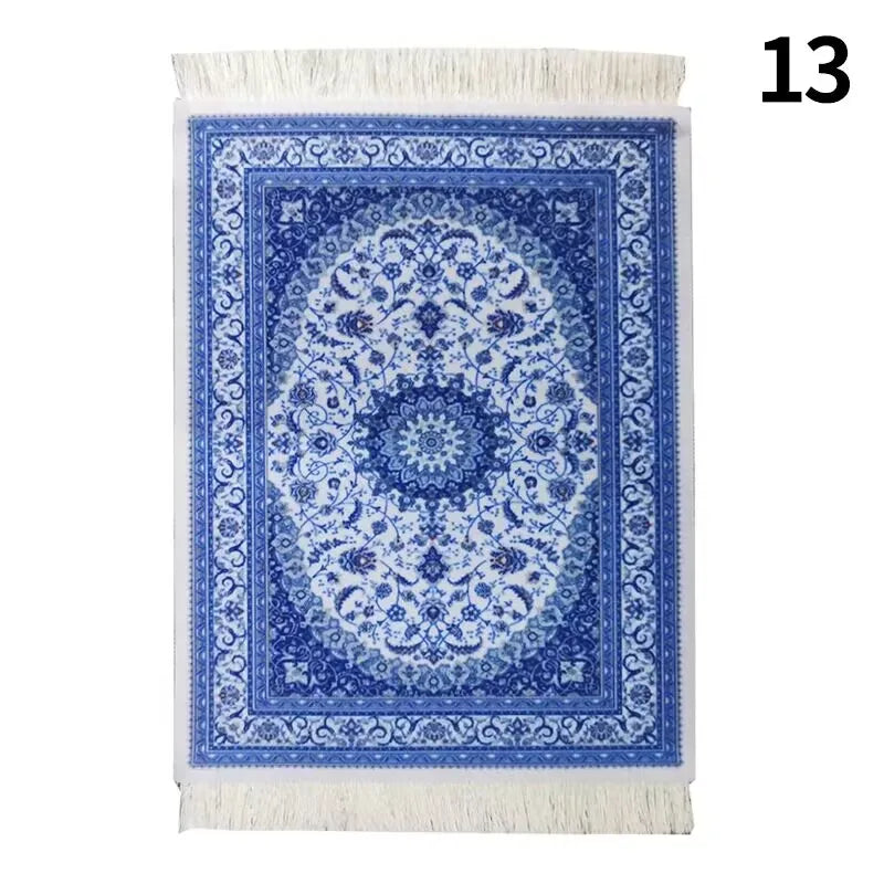 Hot Persian Mini Woven Rug Mat Mousepad Carpet Pattern Cup Mouse Pad with Fring Retro Style Home Office Table Decor Craft