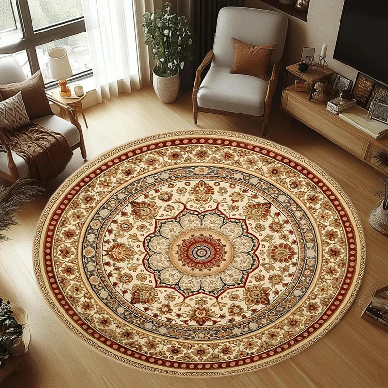 Persian Pattern Wine Red Living Room Rug Carpet Mat Home Decoration Non Slip Floor Vintage Style Area Rug Luxury Gold