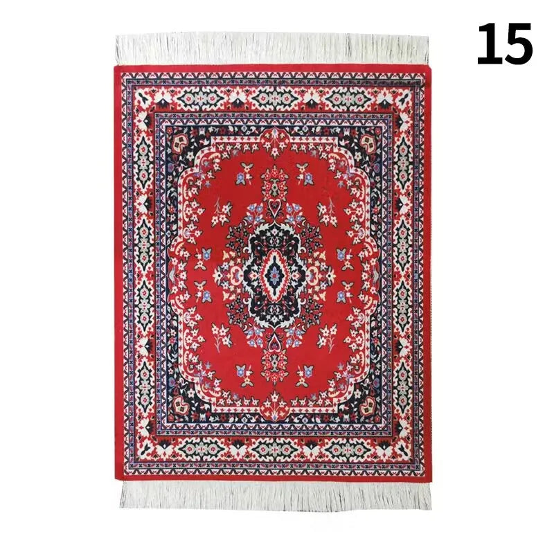 Hot Persian Mini Woven Rug Mat Mousepad Carpet Pattern Cup Mouse Pad with Fring Retro Style Home Office Table Decor Craft