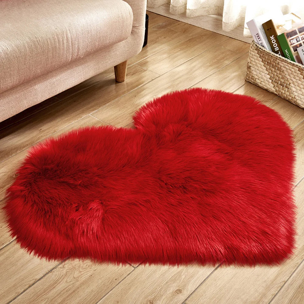 Heart-Shaped Plush Accent Rug