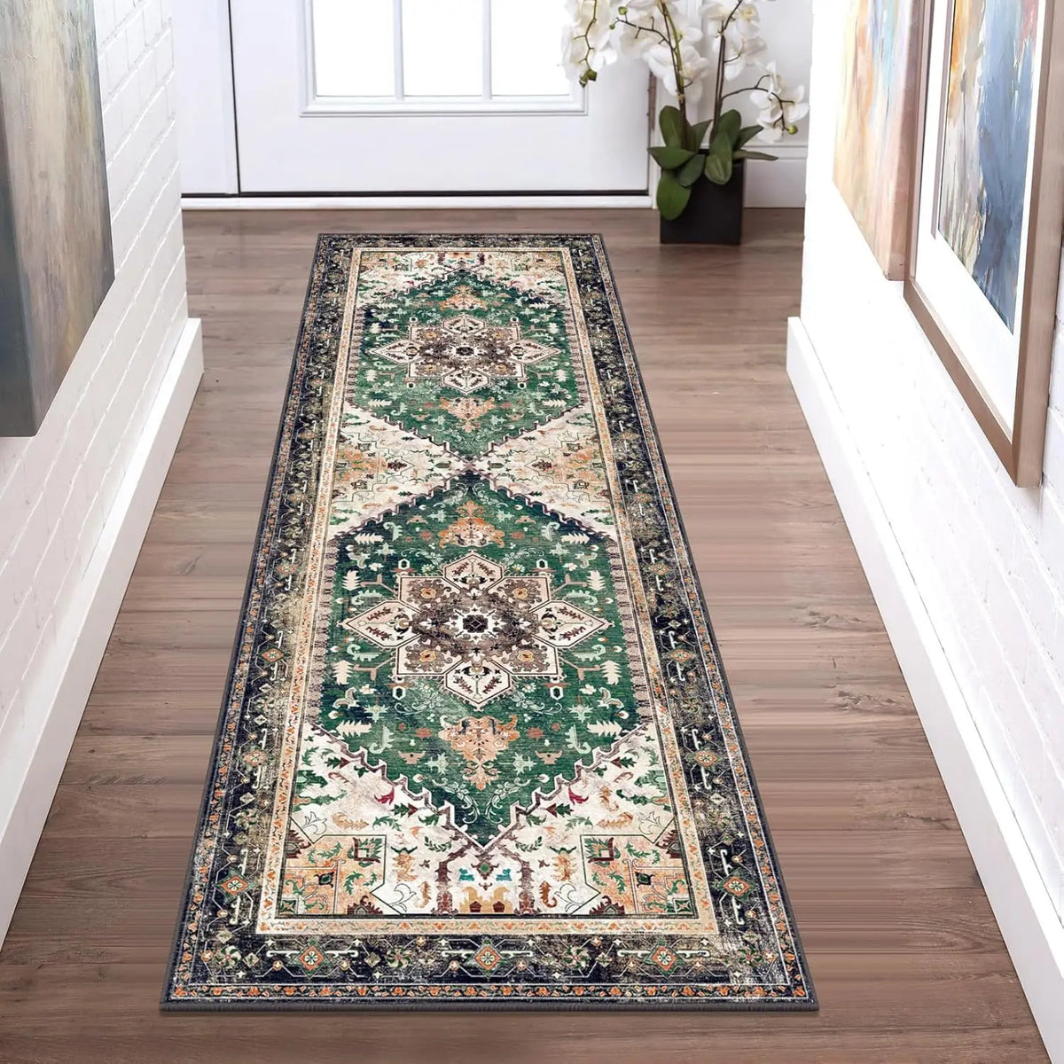 Persian Style Living Room Hall Carpet Long Hallway Corridor Rugs Non-slip Stairs Decor Runner Rug Kitchen Mat Size Customized