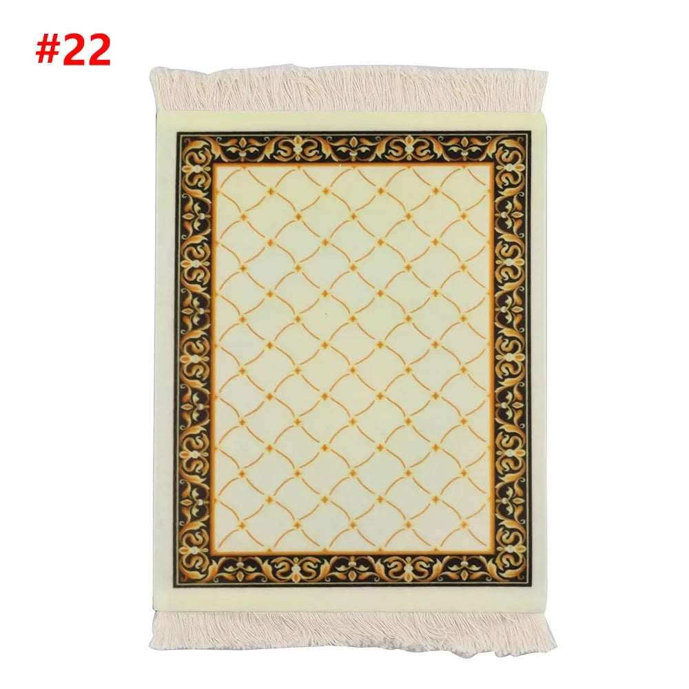 Hot Persian Mini Woven Rug Mat Mousepad Carpet Pattern Cup Mouse Pad with Fring Retro Style Home Office Table Decor Craft