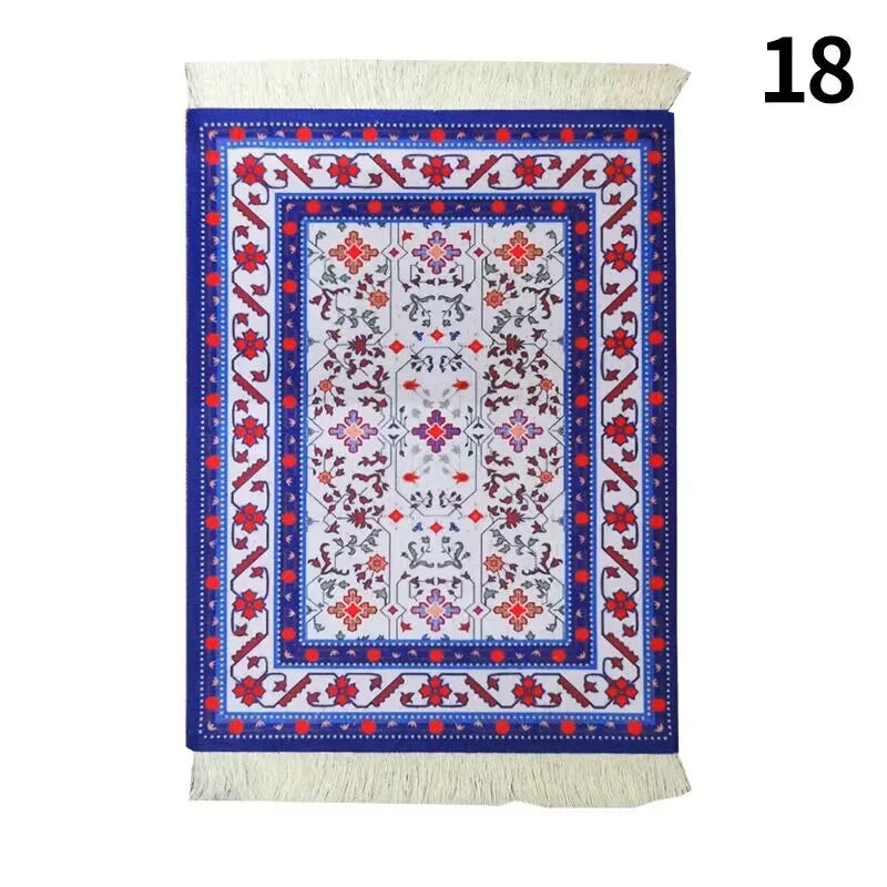 Hot Persian Mini Woven Rug Mat Mousepad Carpet Pattern Cup Mouse Pad with Fring Retro Style Home Office Table Decor Craft
