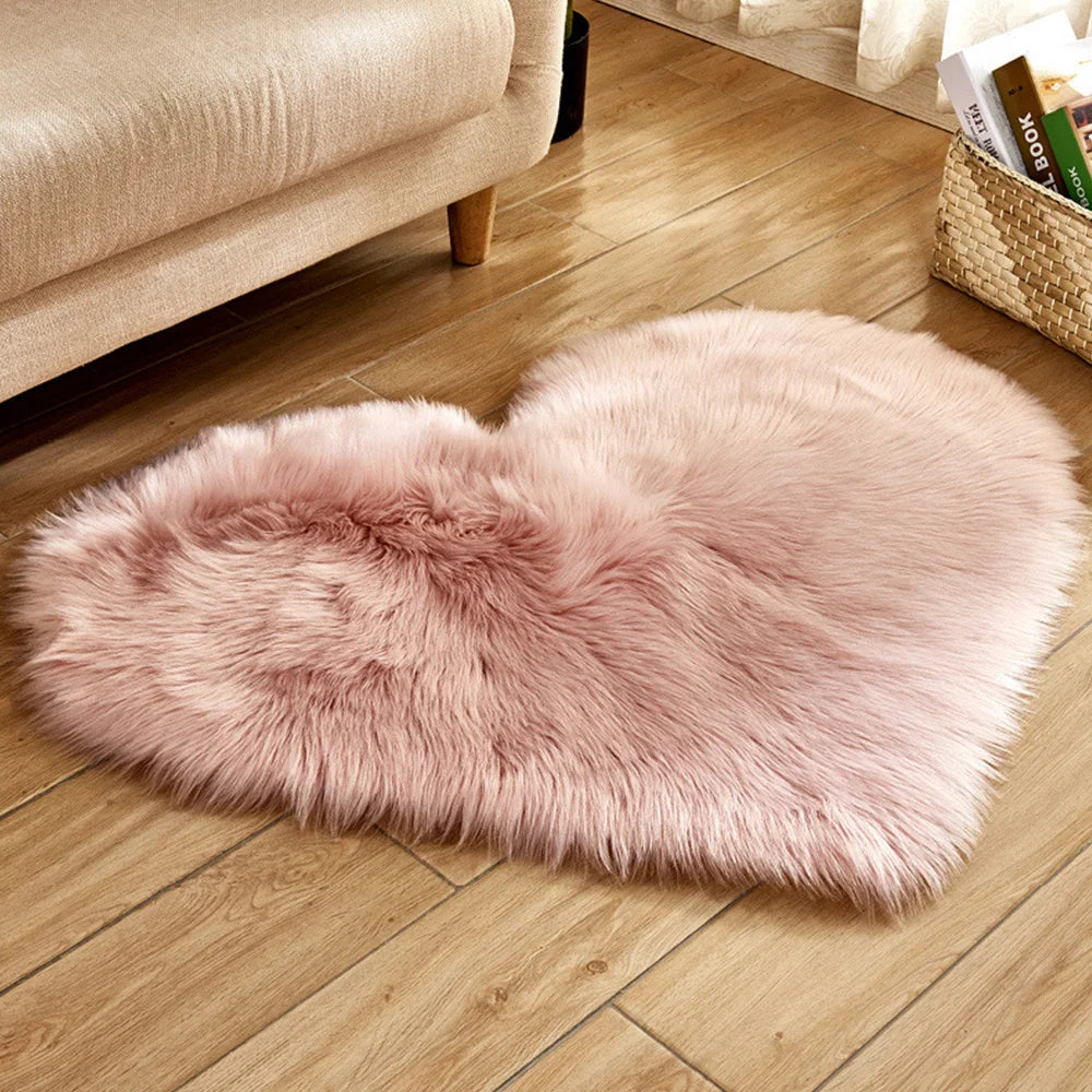 Heart-Shaped Plush Accent Rug