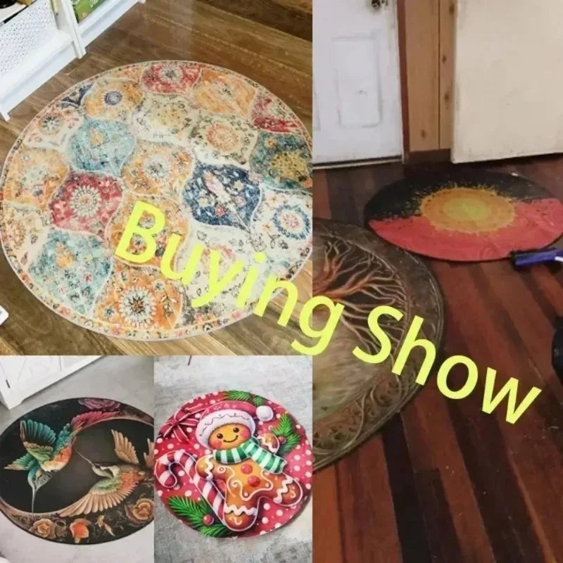 Green Mountain Landscape Round Rug