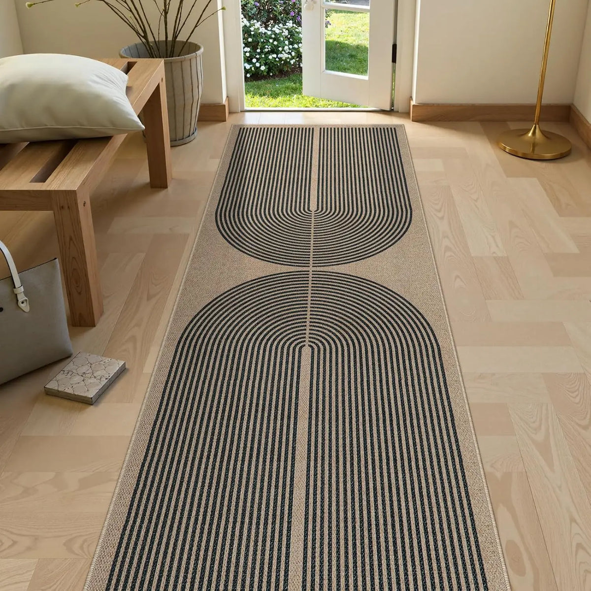 Minimalist Ripple Pattern Runner Rug