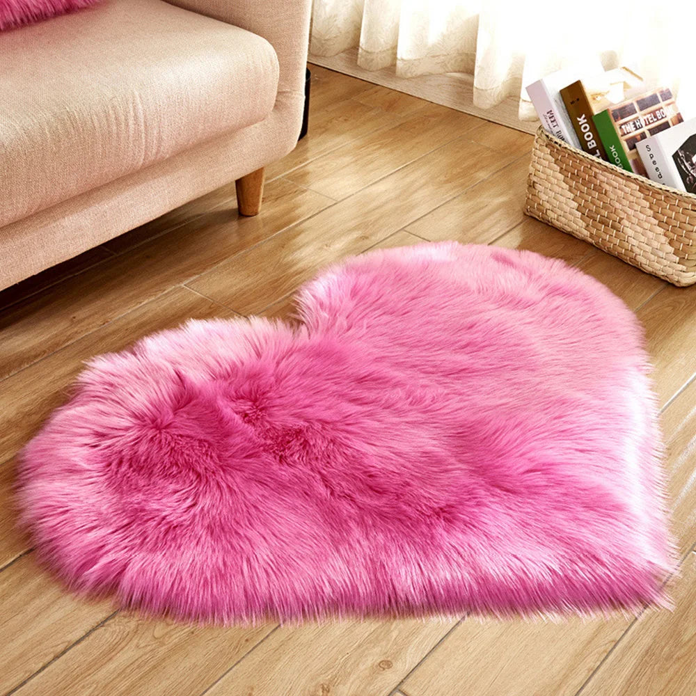 Heart-Shaped Plush Accent Rug
