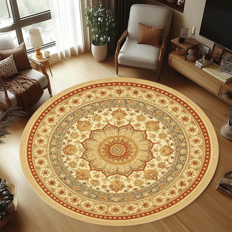 Persian Pattern Wine Red Living Room Rug Carpet Mat Home Decoration Non Slip Floor Vintage Style Area Rug Luxury Gold