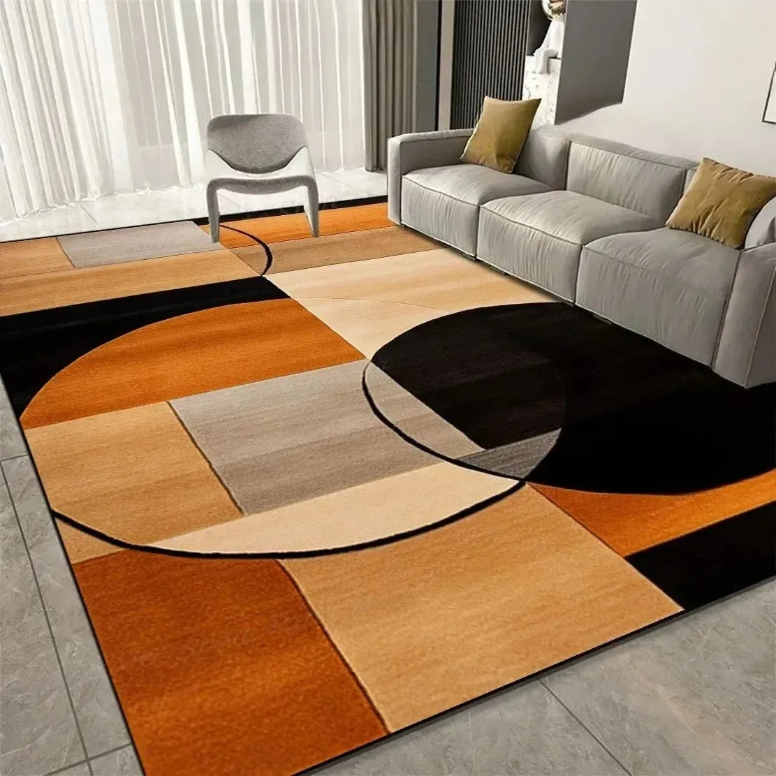 VIKAMA Orange & Beige Abstract Rug
