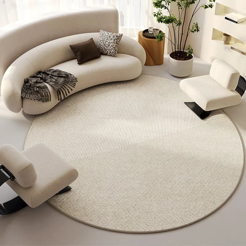 Round Beige Minimalist Rug