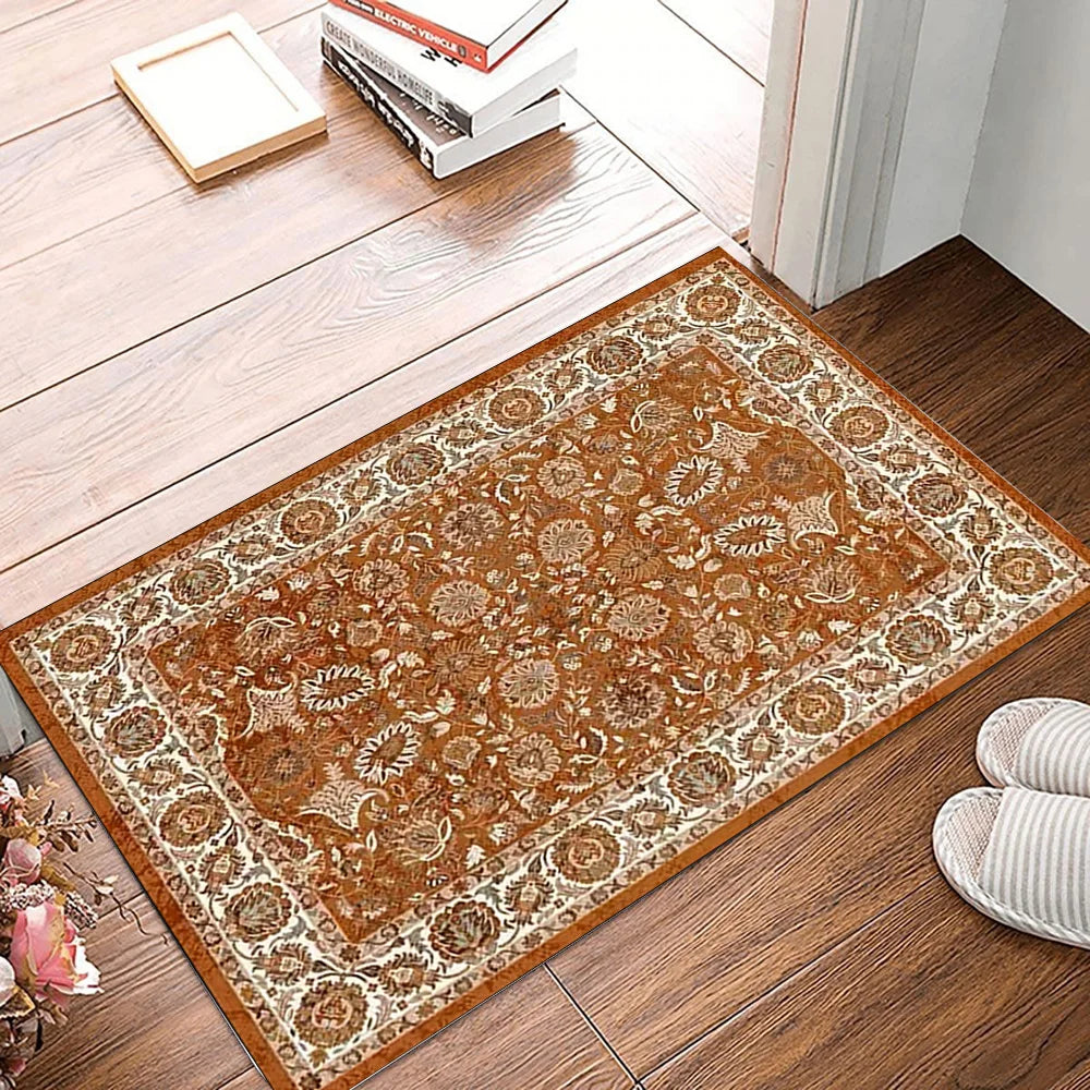 VIKAMA Vintage Persian Style Living Room Carpet Machine Washable Washable Floor Mat Light and Comfortable Bedroom Bedside Rugs