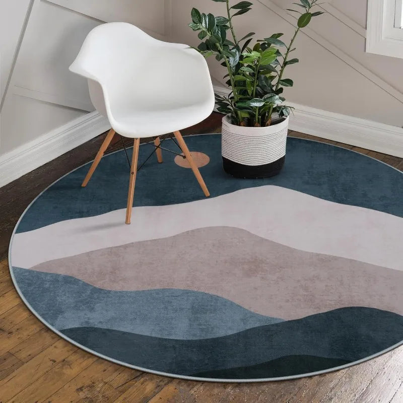 Green Mountain Landscape Round Rug