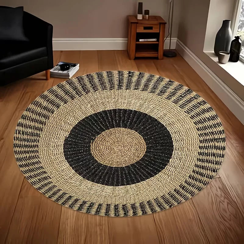 Natural Wood-Grain Round Rug