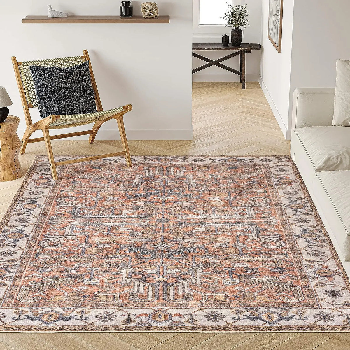 VIKAMA Vintage Persian Large Carpet Living Room Home Decoration Sofa End Table Area Blanket Bedroom Study Dining Room Floor Mat