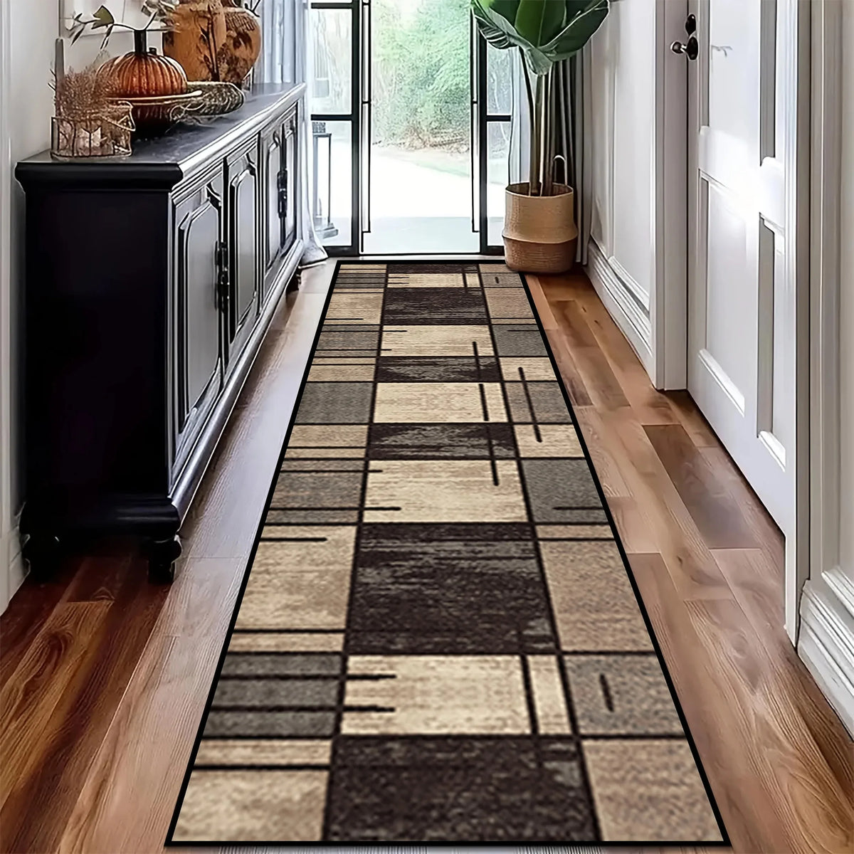 Modern Geometric Hallway Rug
