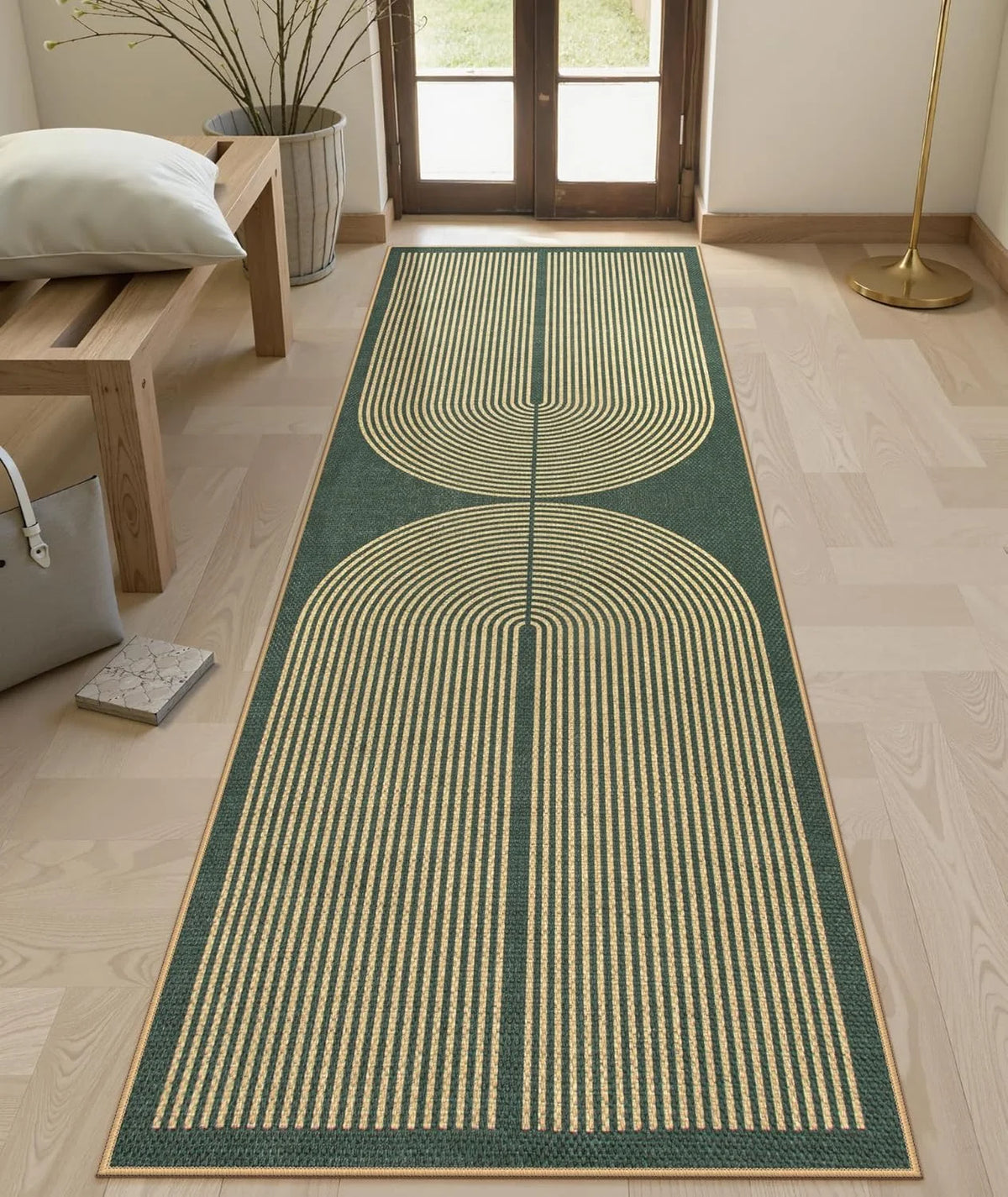 Minimalist Ripple Pattern Runner Rug